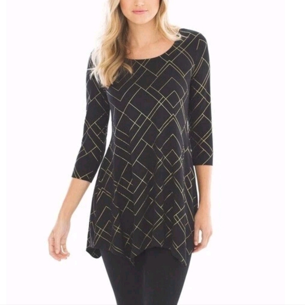 Soma Black Tunic with Gold Geometric Design